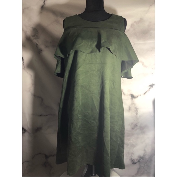 MSK Dresses & Skirts - MSK Suede Olive Green Midi Dress